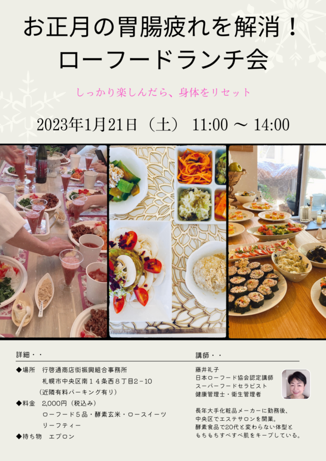 イベント名：お正月の胃腸疲れを解消！ローフードランチ会